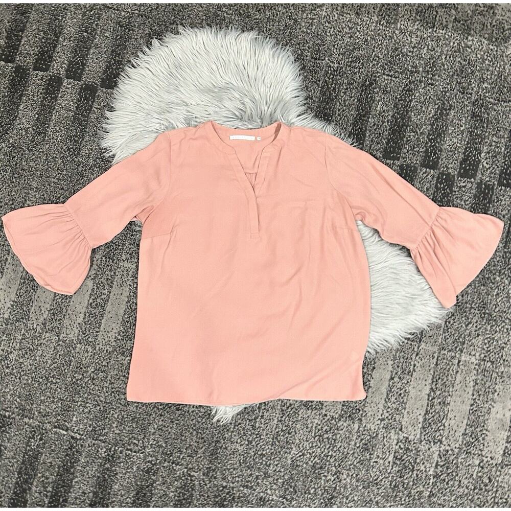 Violet + Claire Mauve Blouse Plus Size 1X Chiffon Pink Shirt Sheer